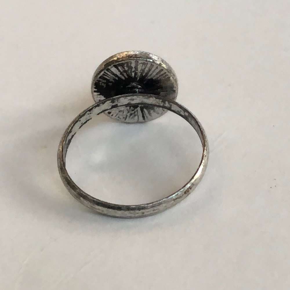 💙 Boho Dark Navy Cabochon Antiqued silver-tone ring - Picture 3 of 3